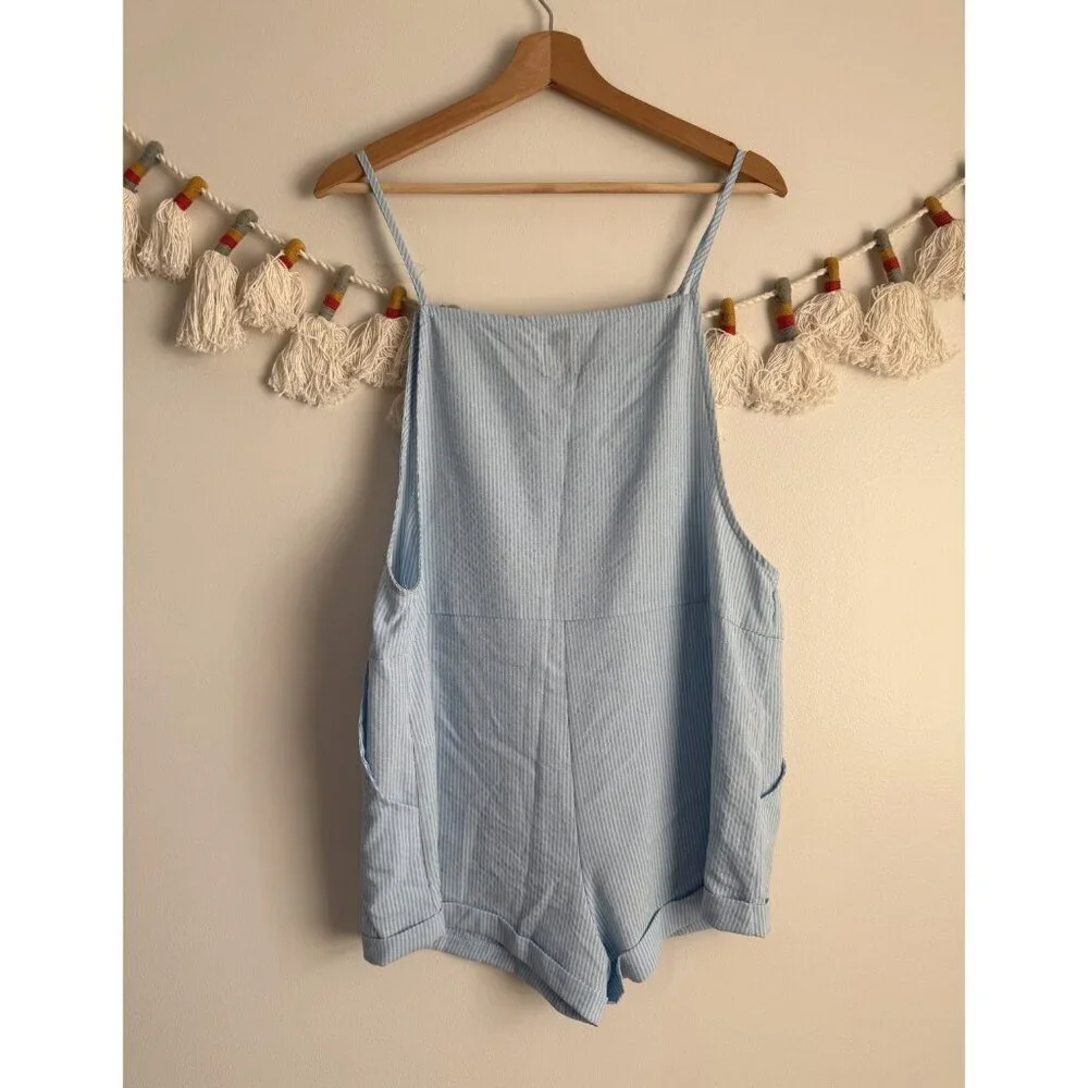 Princess Polly Striped Nautical Lightweight Relax Short Overalls Beachy Coquette - Picture 2 of 8
